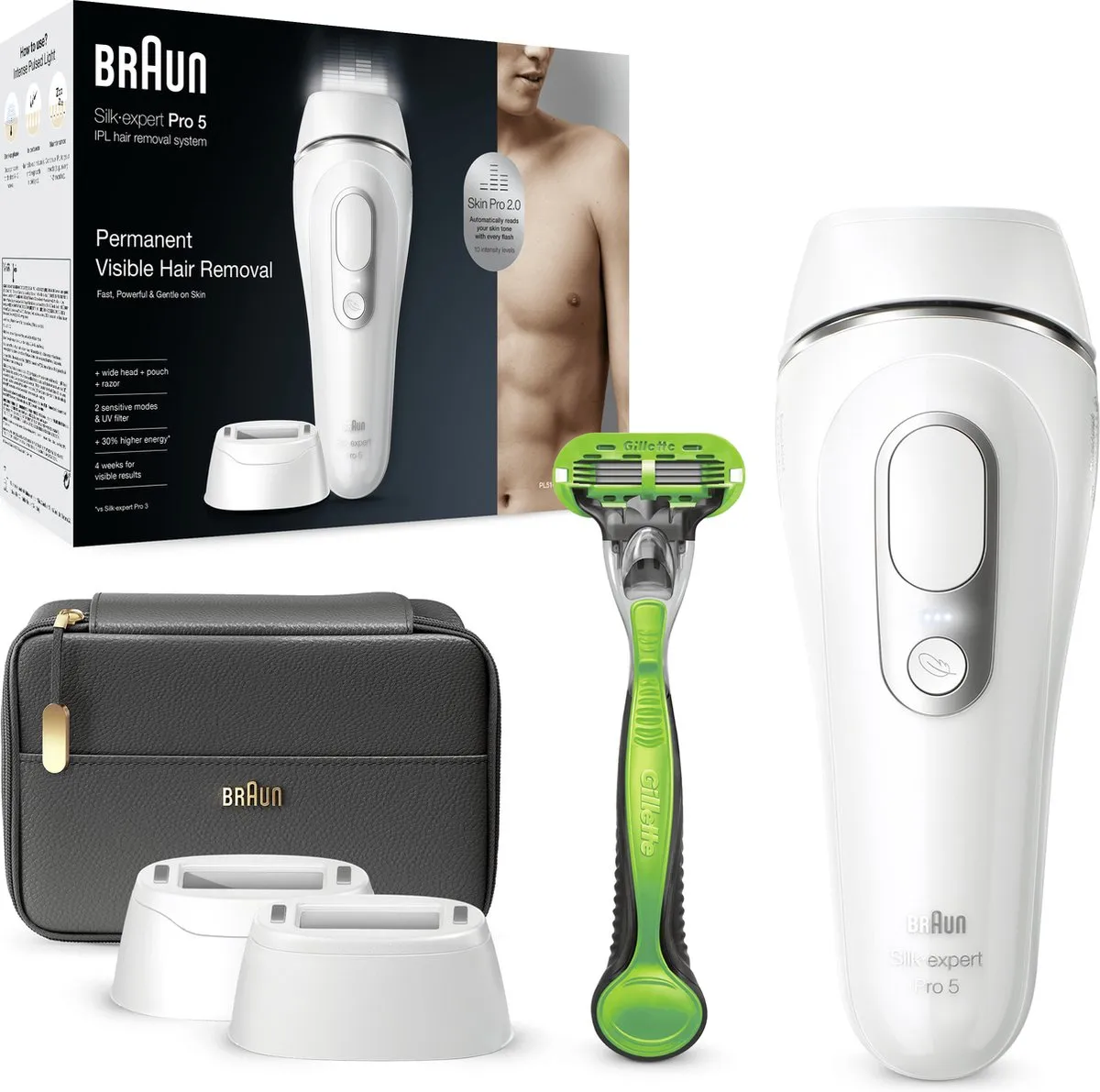 Braun Silk·Expert Pro 5 PL5145 IPL Ontharingsapparaat - 400.000 Flitsen - Wit/Zilver