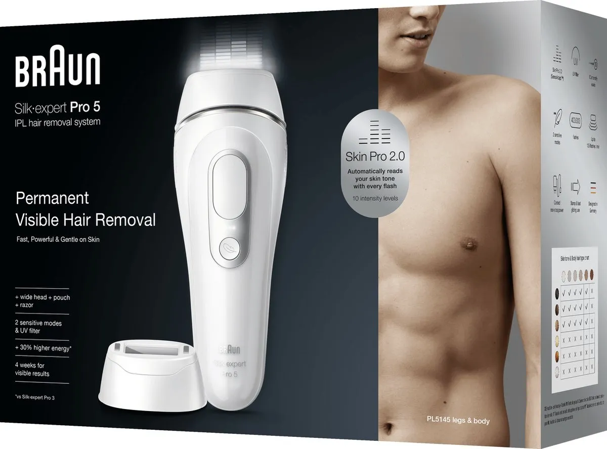 Braun Silk·Expert Pro 5 PL5145 IPL Ontharingsapparaat - 400.000 Flitsen - Wit/Zilver - afbeelding 6 van 6