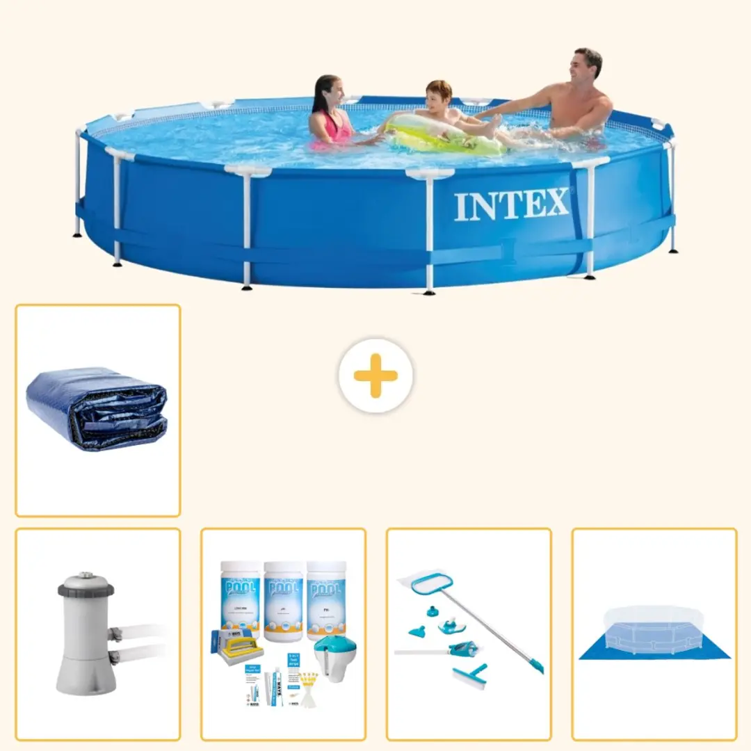 Intex 28212GN-Blauw Rond Frame Zwembad 366x76cm