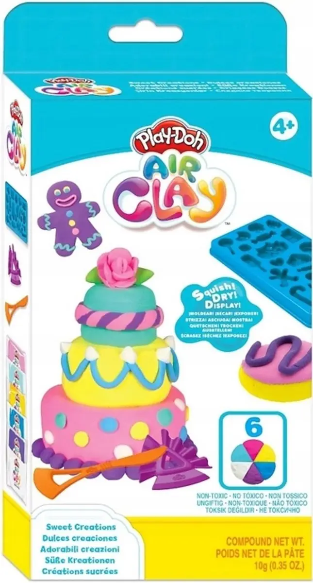 Play-Doh Air Clay Kneedough - 6 Kleuren Multicolor