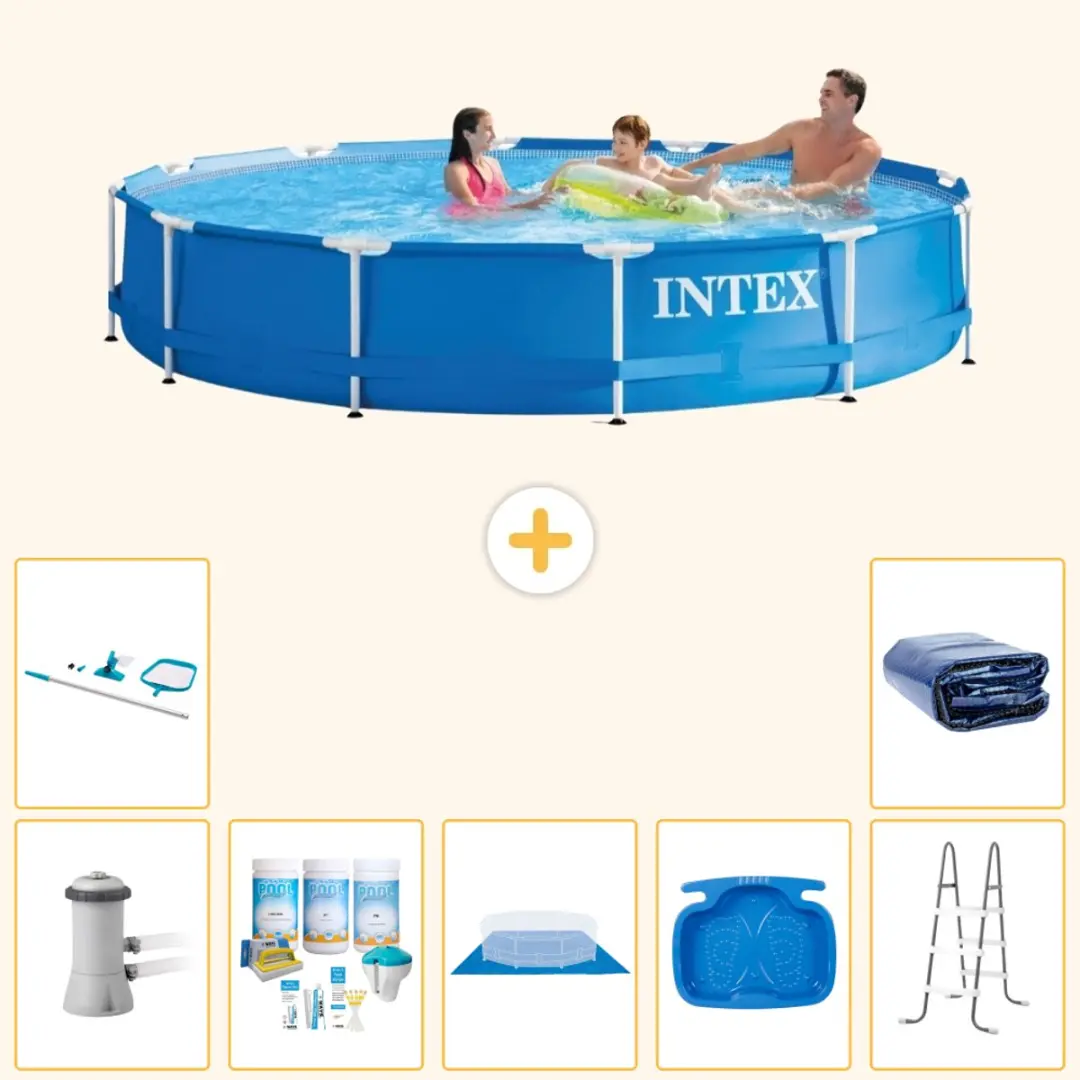 Intex 28212GN-Blauw Rond Frame Zwembad 366x76cm