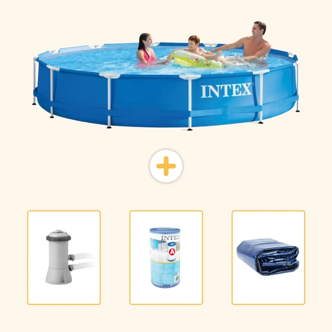 Intex 28212GN-Blauw Rond Frame Zwembad 366x76cm