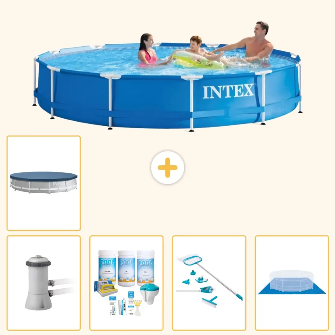 Intex 28212GN-Blauw Rond Frame Zwembad 366x76cm