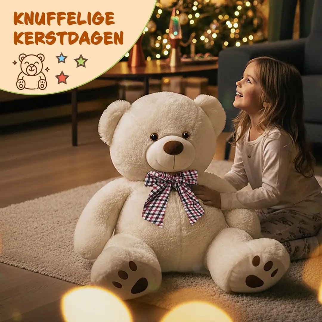 Monzana Knuffelbeer XL - 100cm Staand Pluche Crème