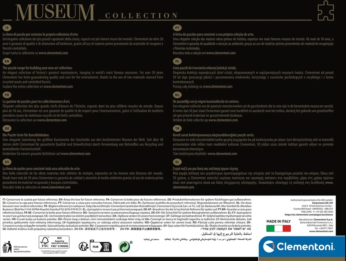 Clementoni Puzzel Museum Louvre Leonardo da Vinci 1000 Stuks - Multikleur - afbeelding 6 van 6