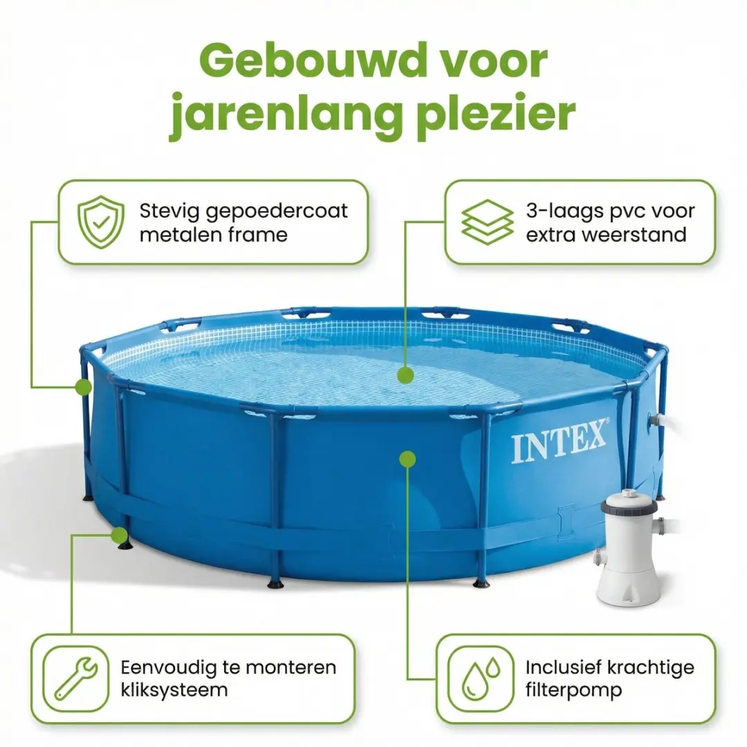 Intex 28208GN-Blauw Rond Frame Zwembad 305x76cm - Blauw