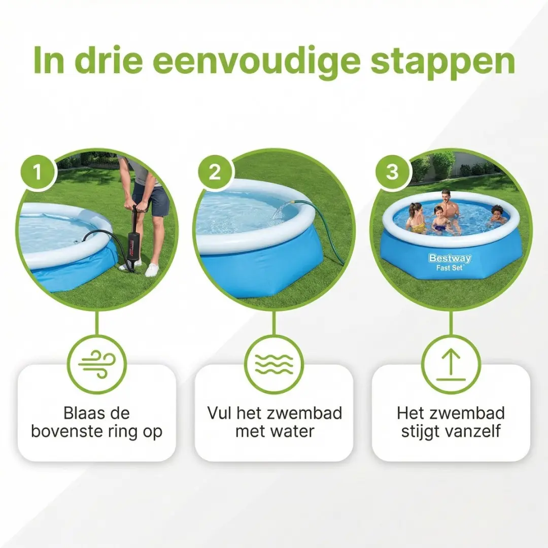 Bestway Fast Set Rond Zwembad 244cm - 1880L - Blauw