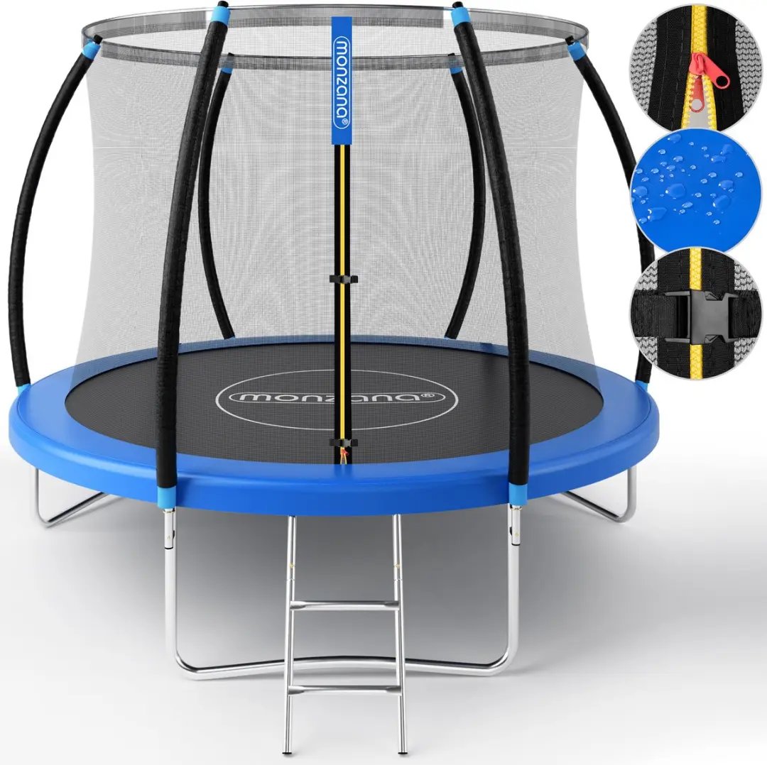Monzana Trampoline 244cm - Veiligheidsnet & Randlader - Blauw Zwart