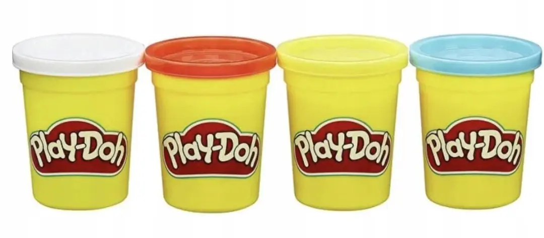 Play-Doh Klei 4-Pack - Blauw, Geel, Rood, Wit