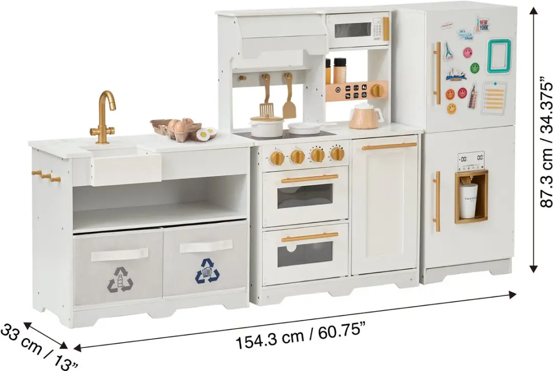 Teamson Kids Groot Modulair Houten Speelkeuken - Wit/Goud