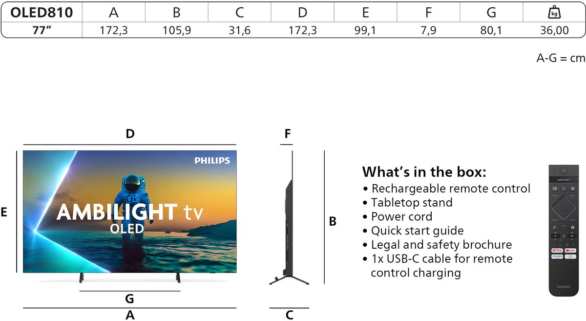 Philips Ambilight 77OLED810/12 - 77 inch - 4K OLED - 2025