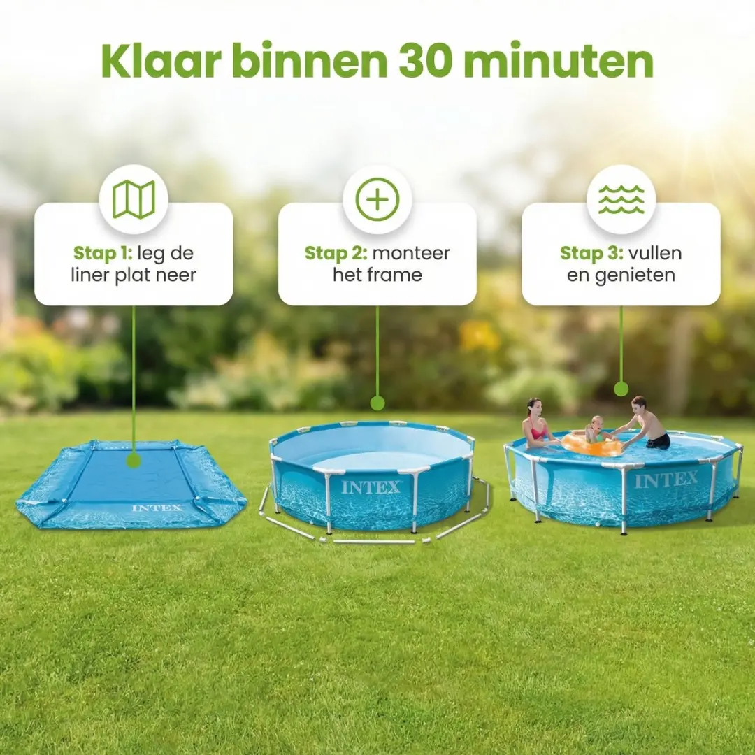Intex 28208GN-Blauw Rond Frame Zwembad 305cm - Blauw