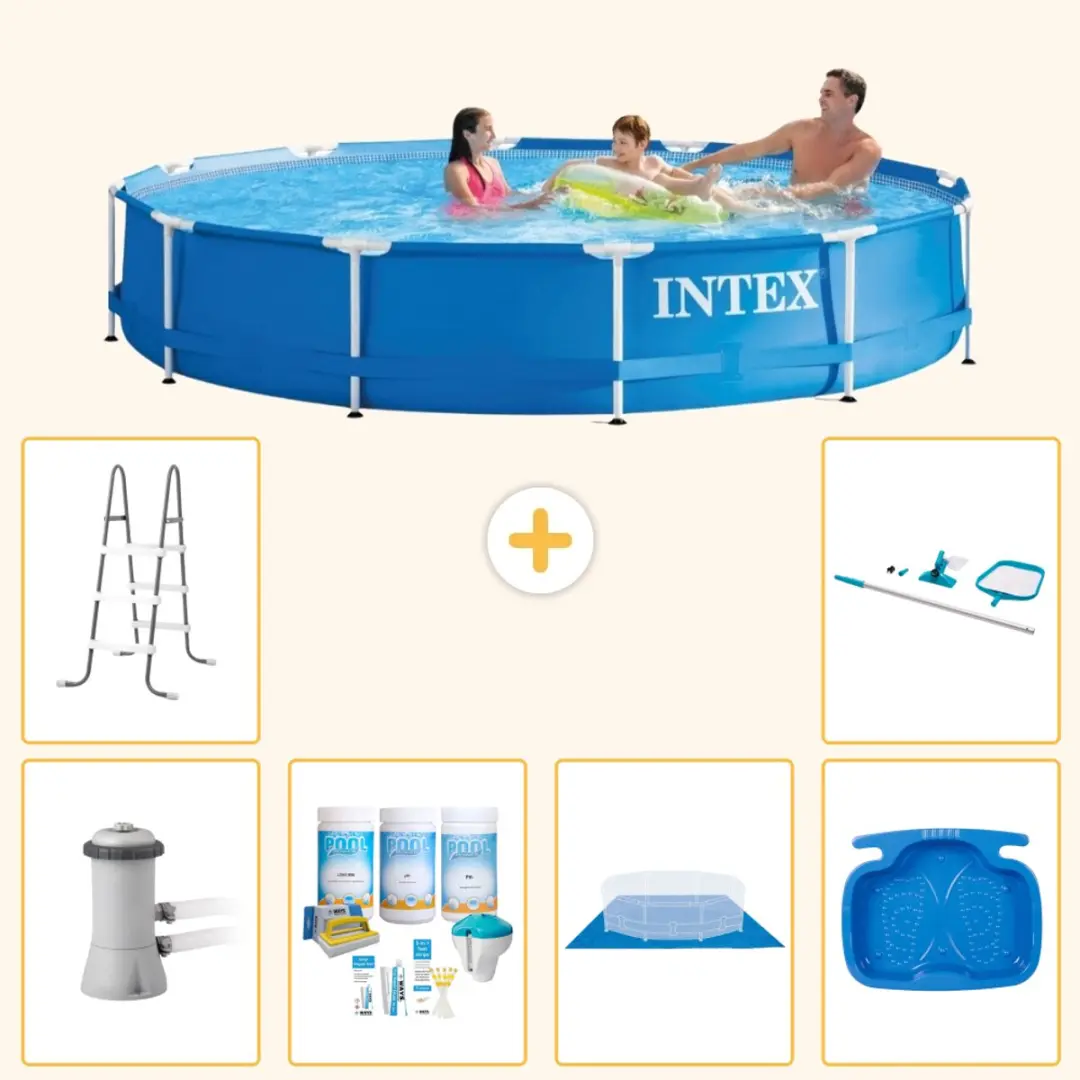 Intex 28212GN-Blauw Rond Frame Zwembad 366x76cm