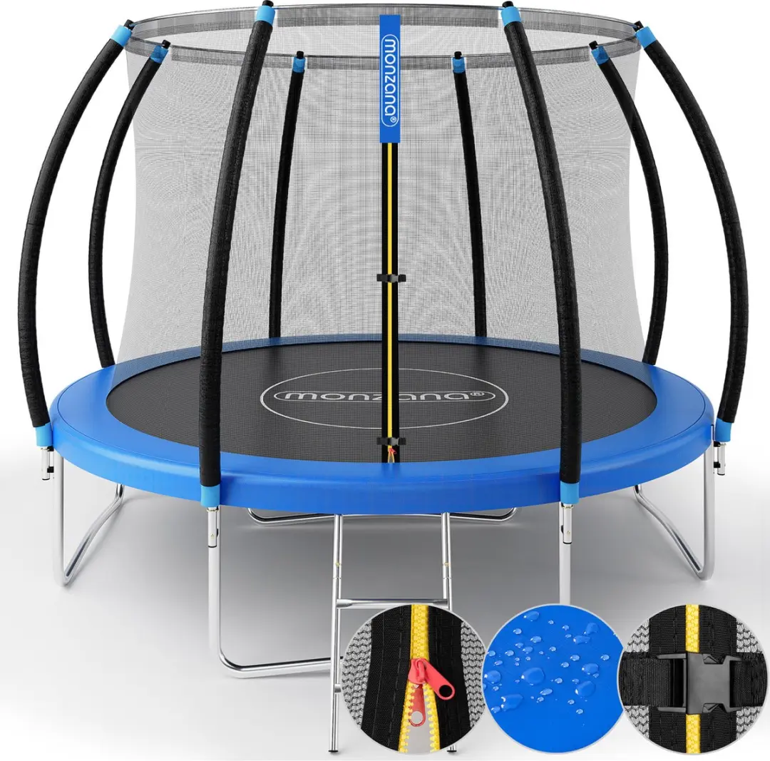 Monzana Trampoline 305cm - Blauw Zwart - Veiligheidsnet & Ladder