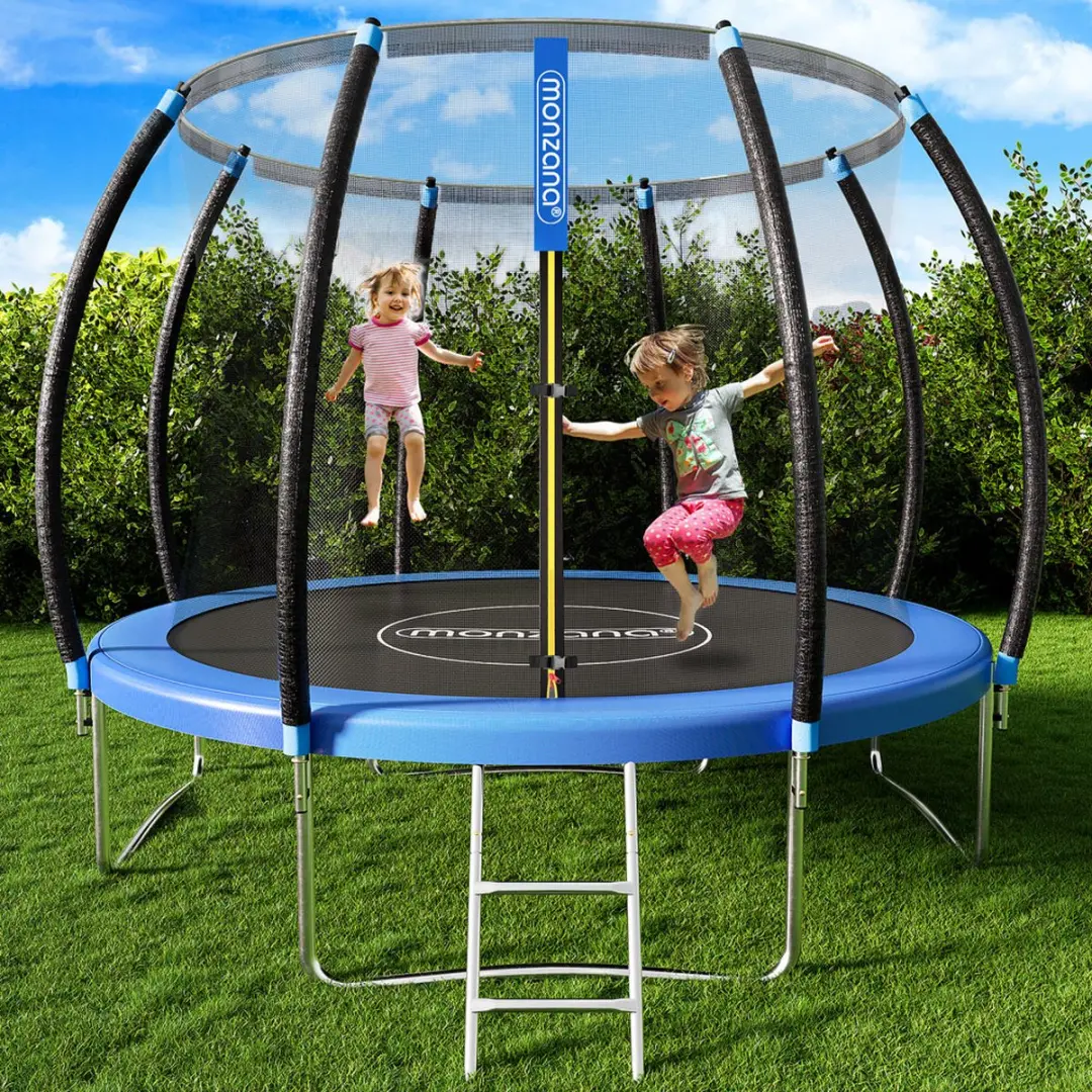 Monzana Trampoline 305cm - Blauw Zwart - Veiligheidsnet & Ladder