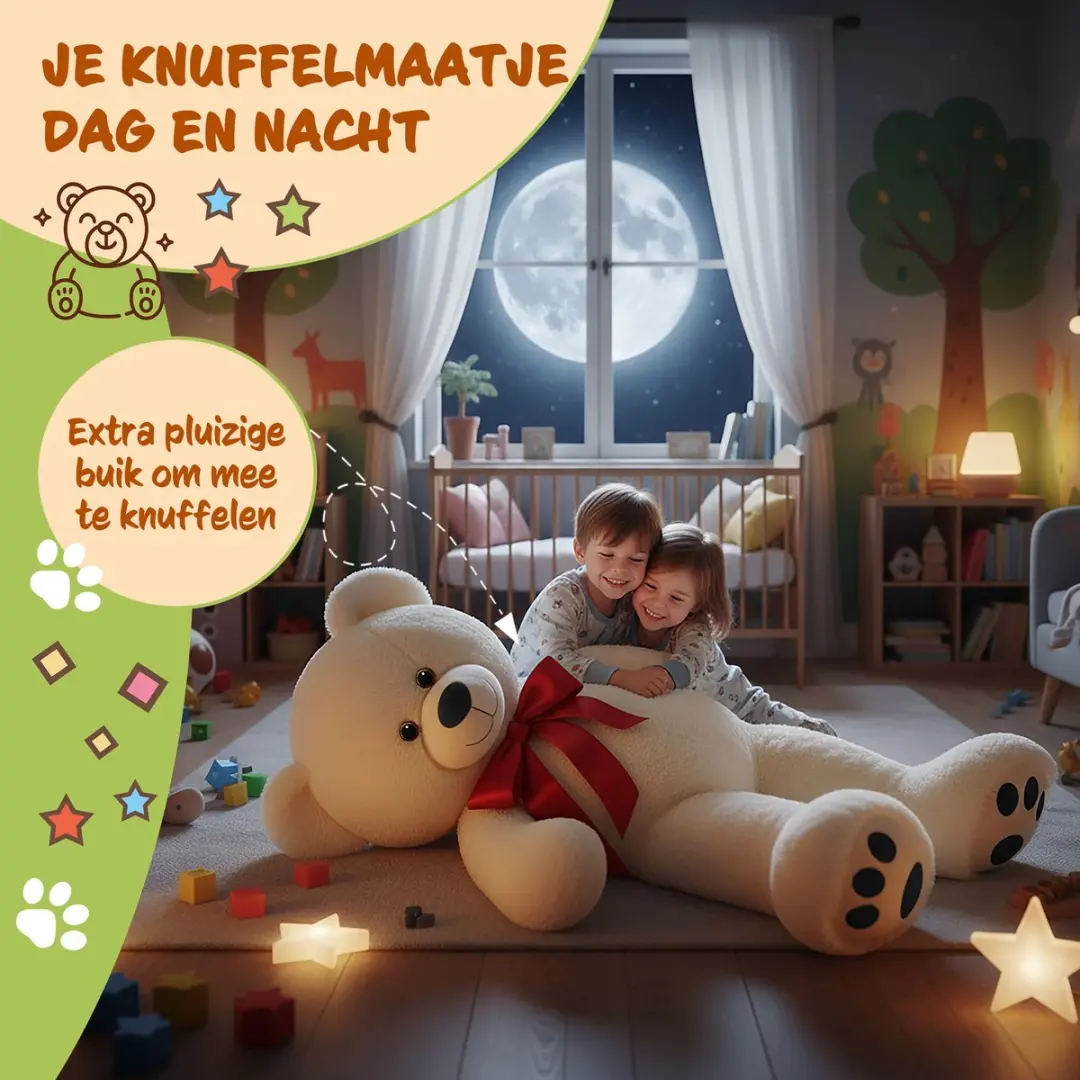 Monzana Knuffelbeer XL Pluche - 100cm - Wit