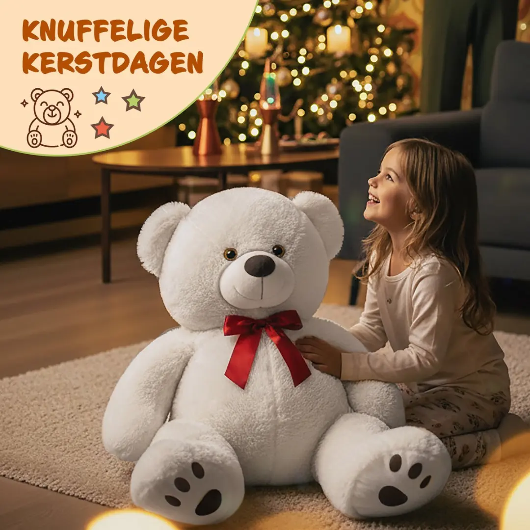 Monzana Knuffelbeer XL Pluche - 150cm - Wit