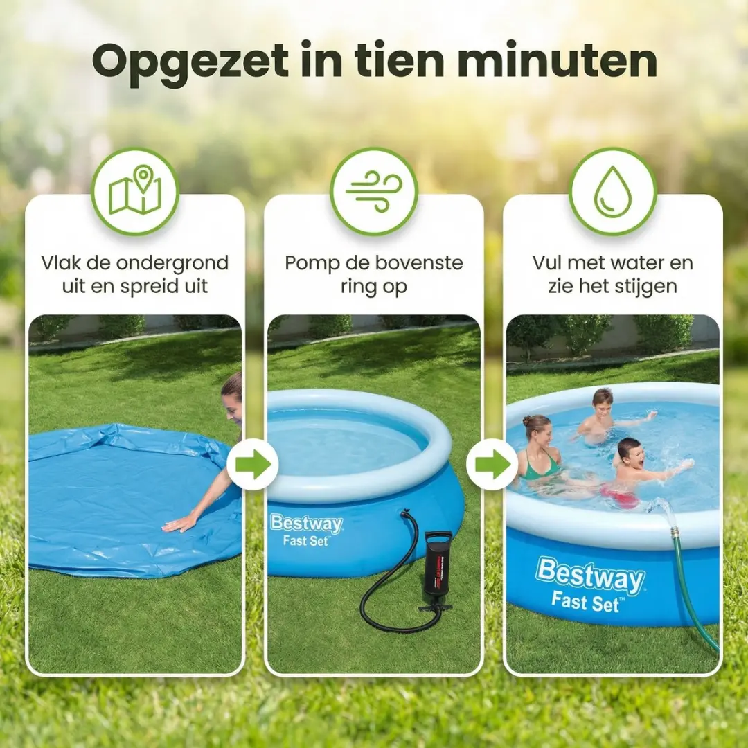 Bestway Fast Set Zwembad 366x76cm - Blauw - 5377L