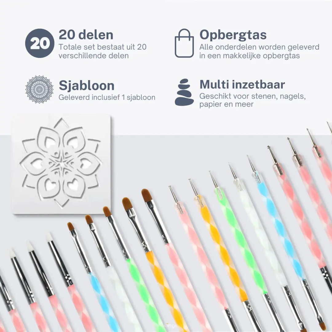 EarKings Dotting Tools 20-delig Mandala Set - Dot Painting Pens
