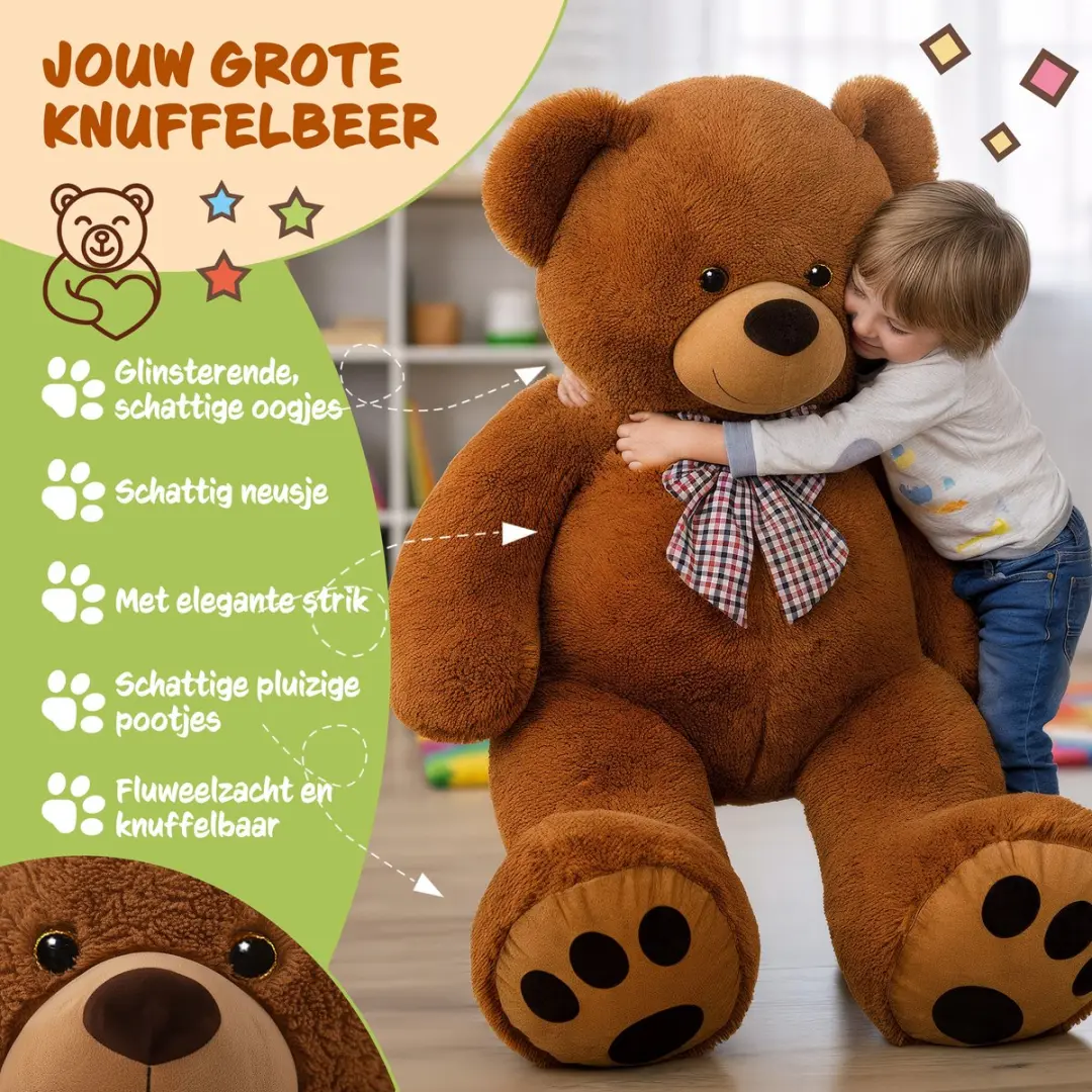 Monzana XXL Knuffelbeer - 150cm - Bruin