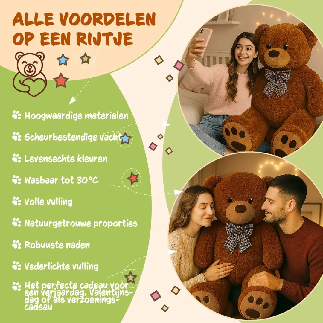 Monzana XXL Knuffelbeer - 150cm - Bruin