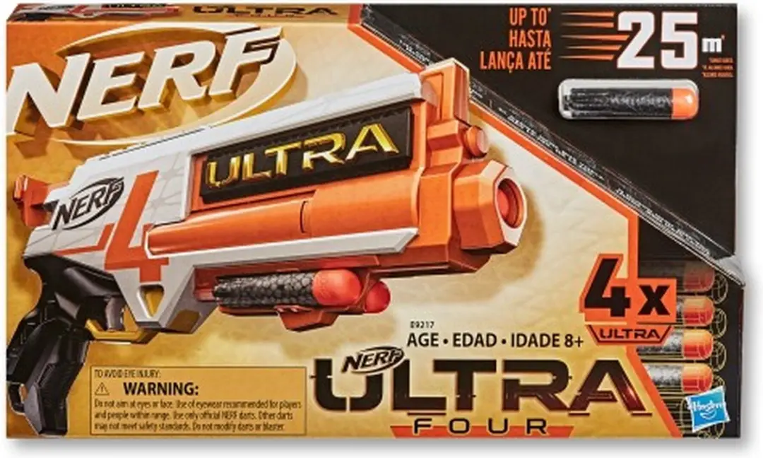 Nerf Ultra Four Dart Blaster E9216 - Zwart/Grijs/Orange