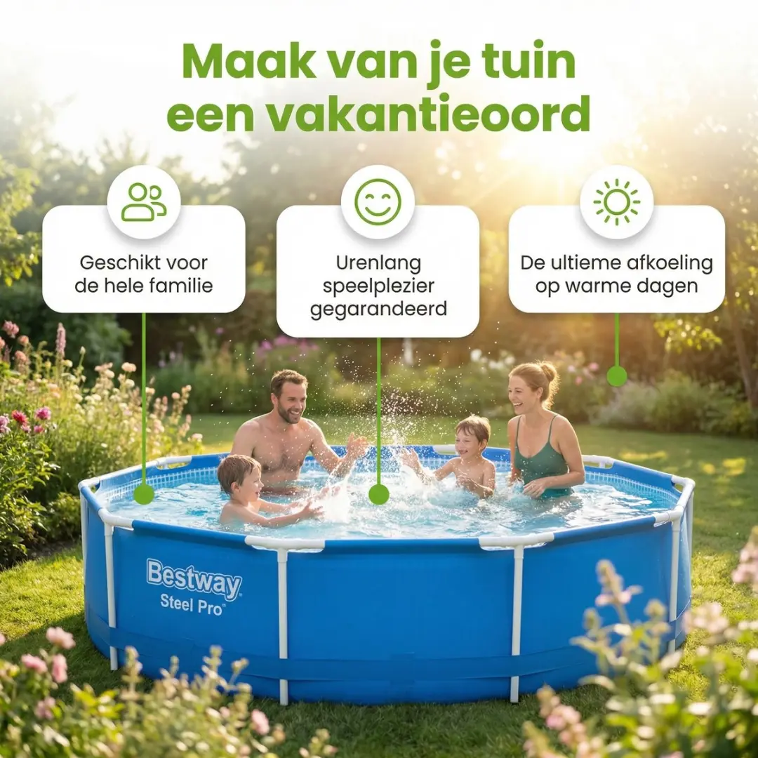 Bestway Steel Pro Zwembad 366x76cm - Blauw - 6473L - 3-delig