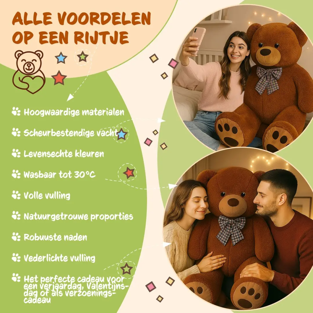 Monzana Knuffelbeer XL - 100cm Bruin