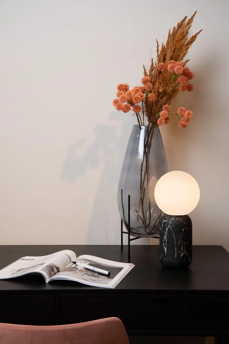 Lucide Marbol Tafellamp Ø15cm - 1xE27 - Zwart