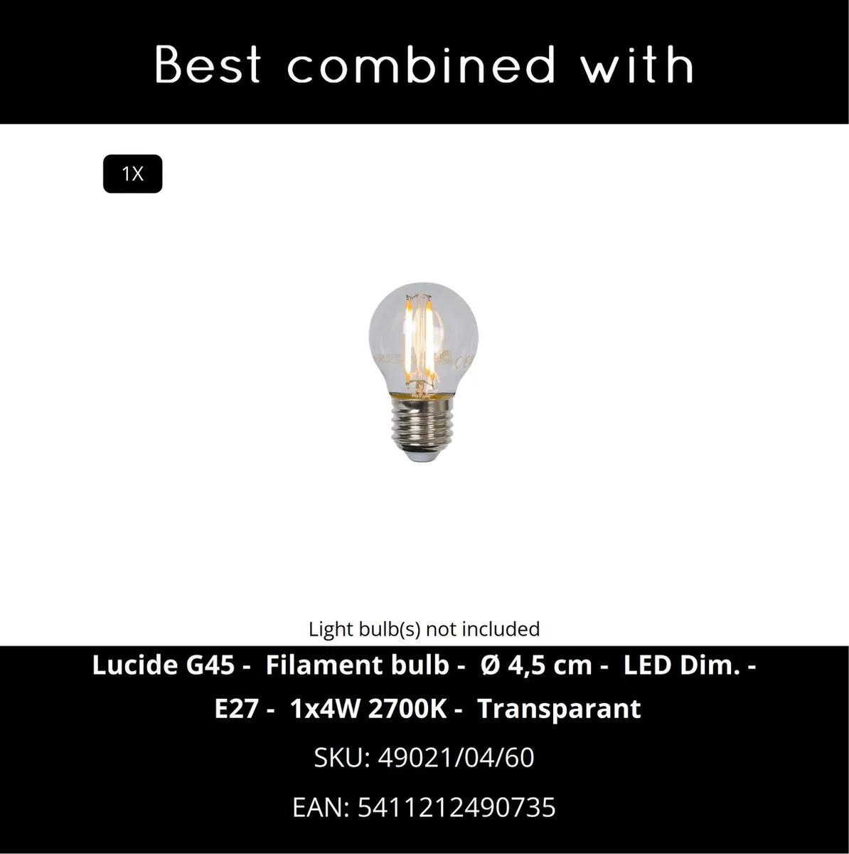 Lucide Marbol Tafellamp Ø15cm - 1xE27 - Zwart
