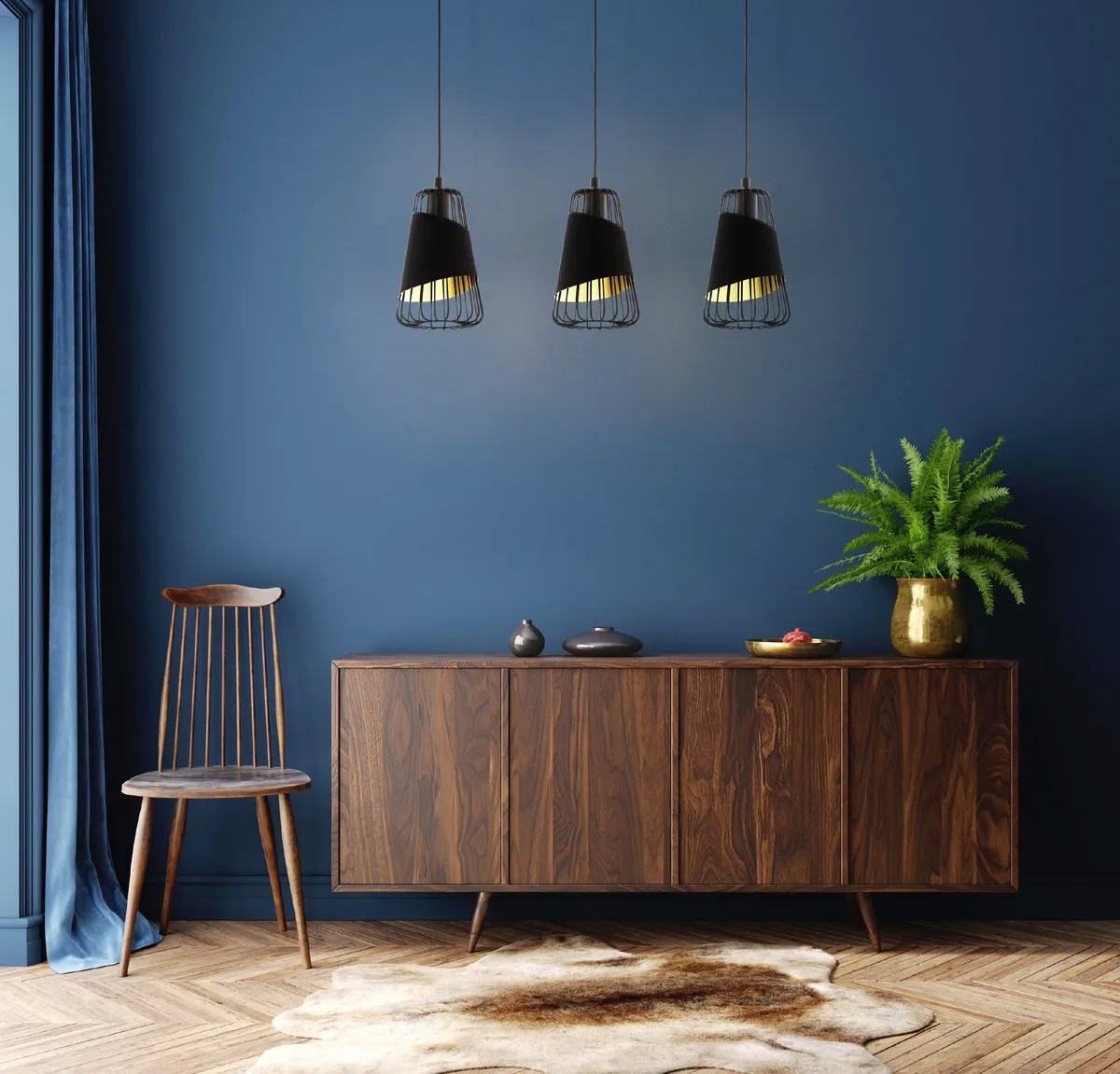 Eglo Austell Hanglamp 76,5cm - 3 Lichtpunten - Zwart/Goud