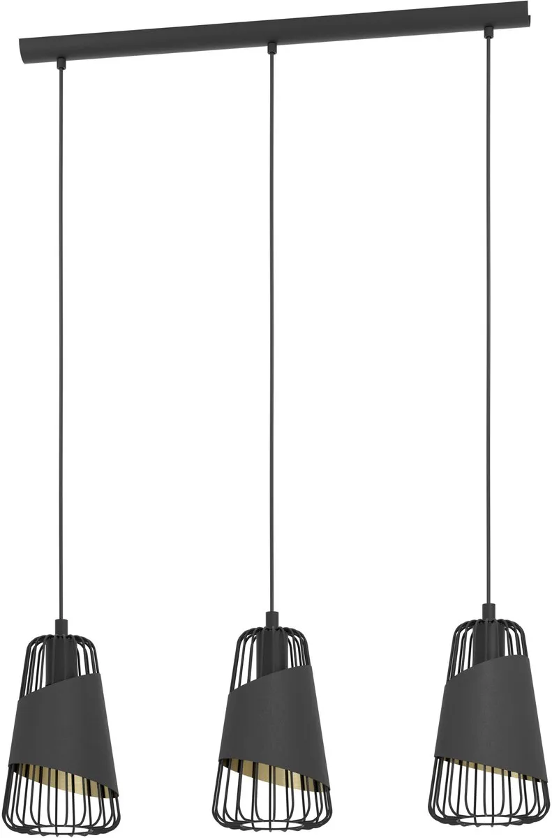 Eglo Austell Hanglamp 76,5cm - 3 Lichtpunten - Zwart/Goud