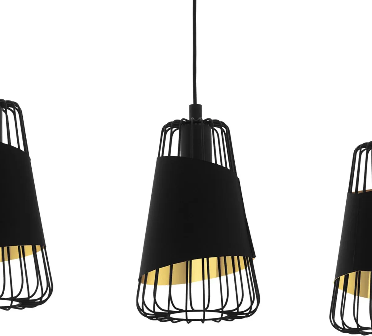 Eglo Austell Hanglamp 76,5cm - 3 Lichtpunten - Zwart/Goud