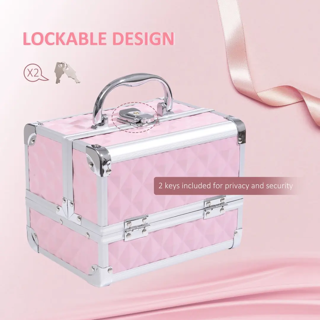 Homcom Make-upkoffer Roze - 20x15x15cm
