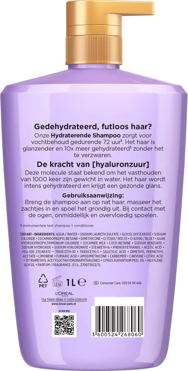 L'Oréal Paris Elvive Hydra Hyaluronic Shampoo 1L