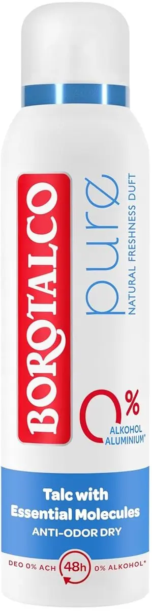 Borotalco Pure Natural Deodorant Spray 150ml - 0% Aluminium & Alcohol