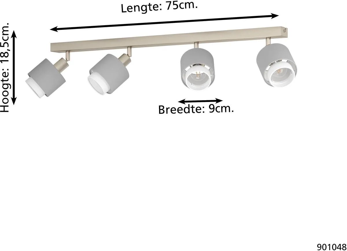 Eglo Bellizzi Spot E14 - 4 Lichtpunten 75cm - Grijs/Wit