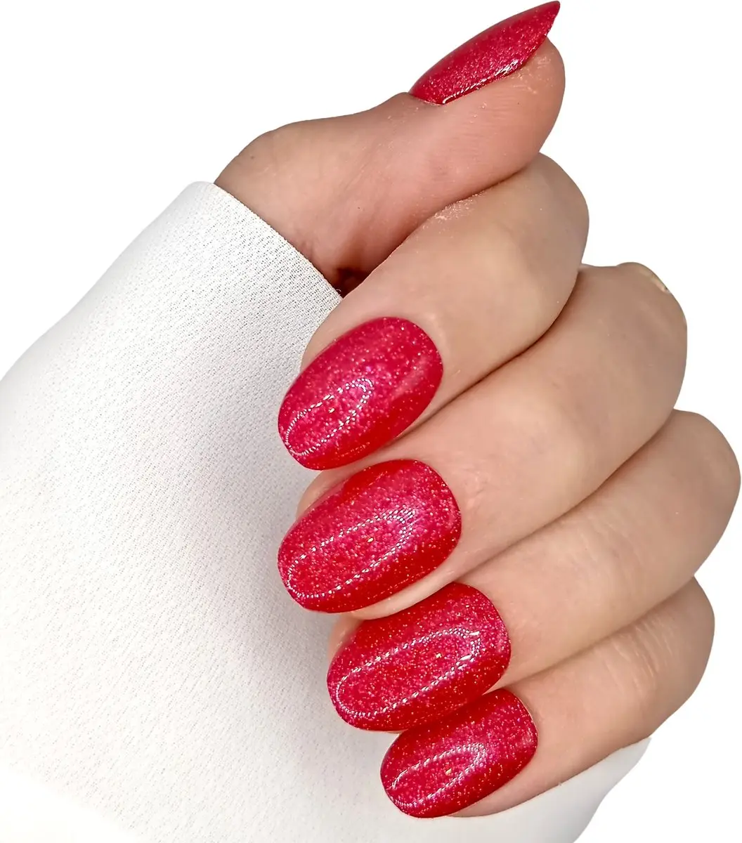 SD Press on Nails B-210 Rood Shimmer Nagelset