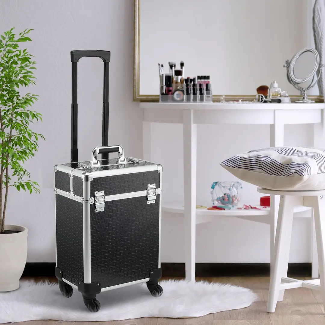 Homcom Make-up Treinkoffer 34x24x52cm - Zwart