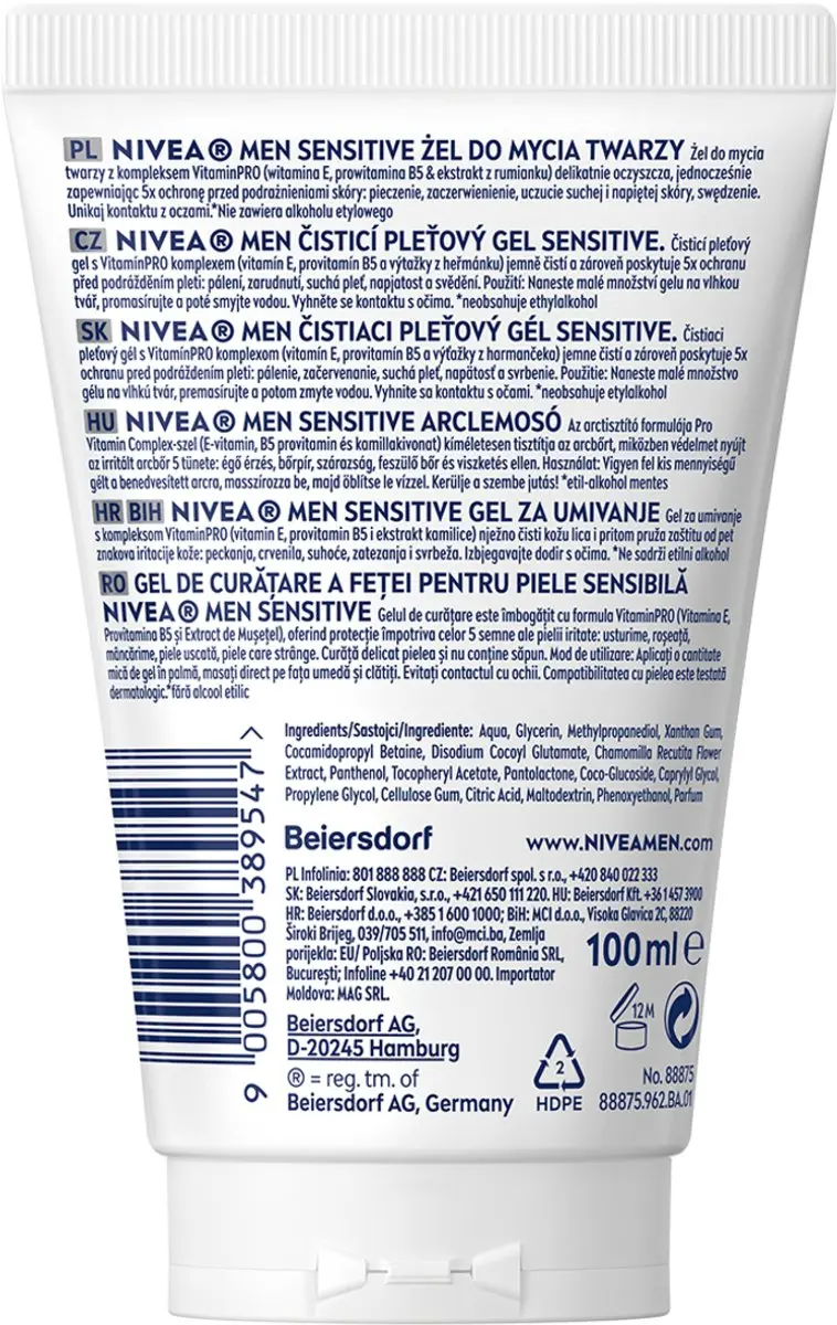 NIVEA MEN Sensitive Gezichtsreinigingsgel 100ml