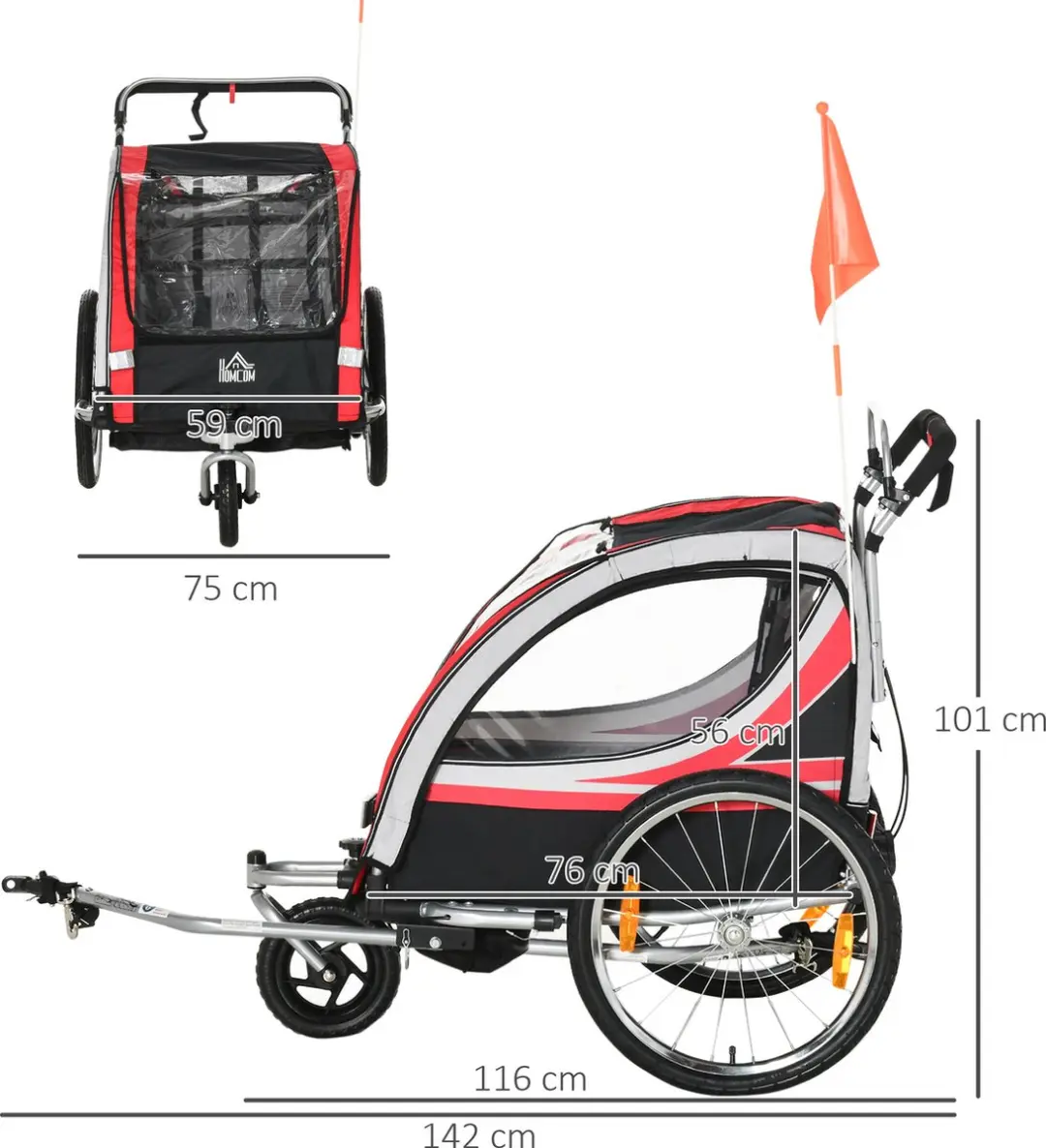 Homcom Kinderfietskar 440-026 - 1 Stuk - Rood/Zwart
