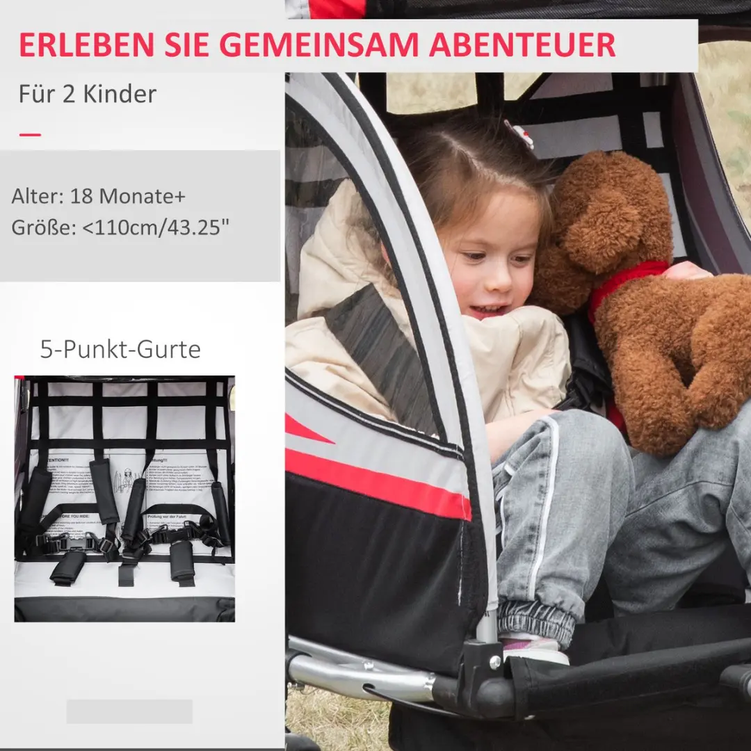 Homcom Kinderfietskar 440-026 - 1 Stuk - Rood/Zwart
