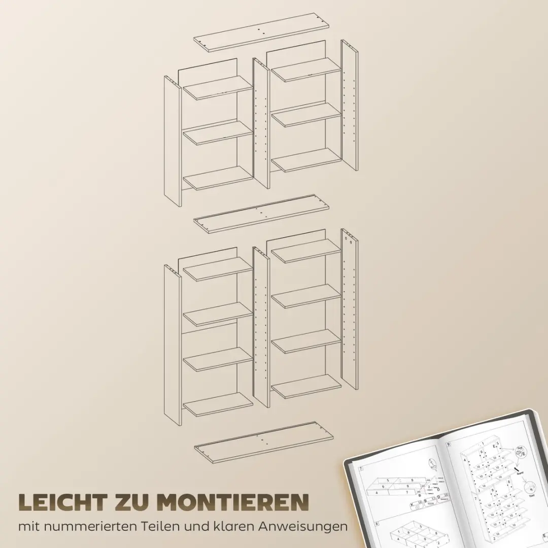 Homcom CD-opslagunit 18 Vakken - 78,5x24x175cm - Natuurlijk hout