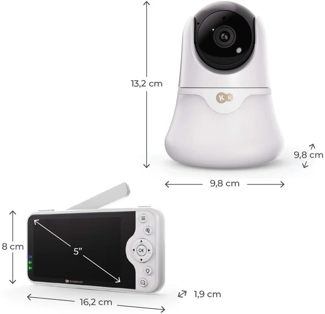 KinderKraft NITEEYE GLOW Babyfoon Full HD 5 inch - Wit