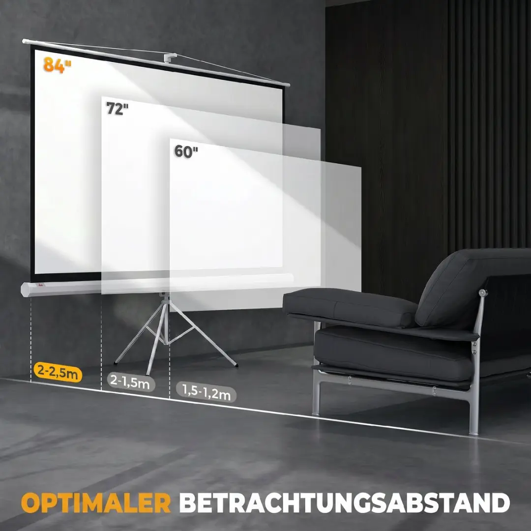 Homcom Projectiescherm 200x118cm Wit - Kunststof Metaal