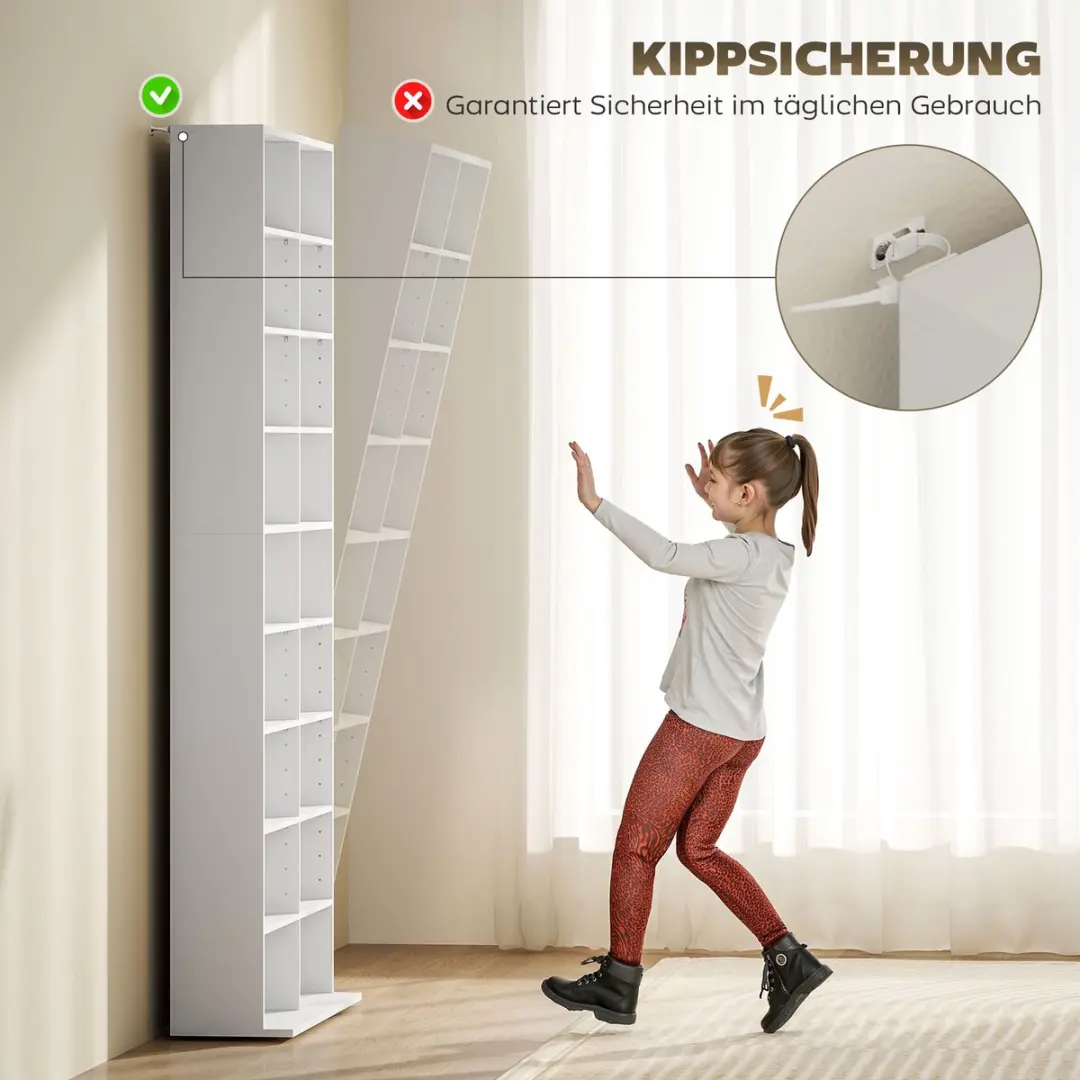 Homcom CD/DVD-Rek 18 Vakken - Kantelbeveiliging - Wit
