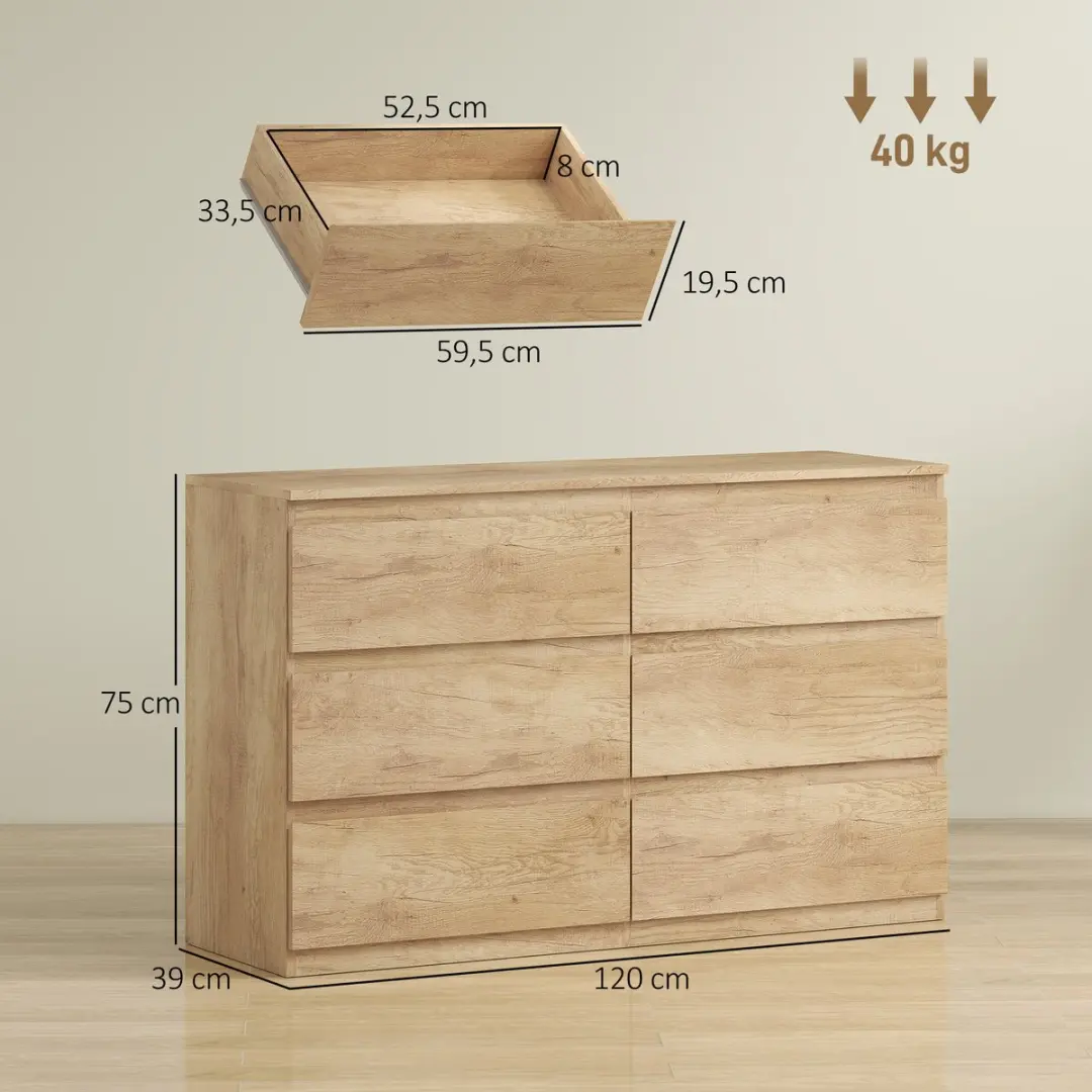 Homcom Ladekast 120x39x75cm Eikenhout