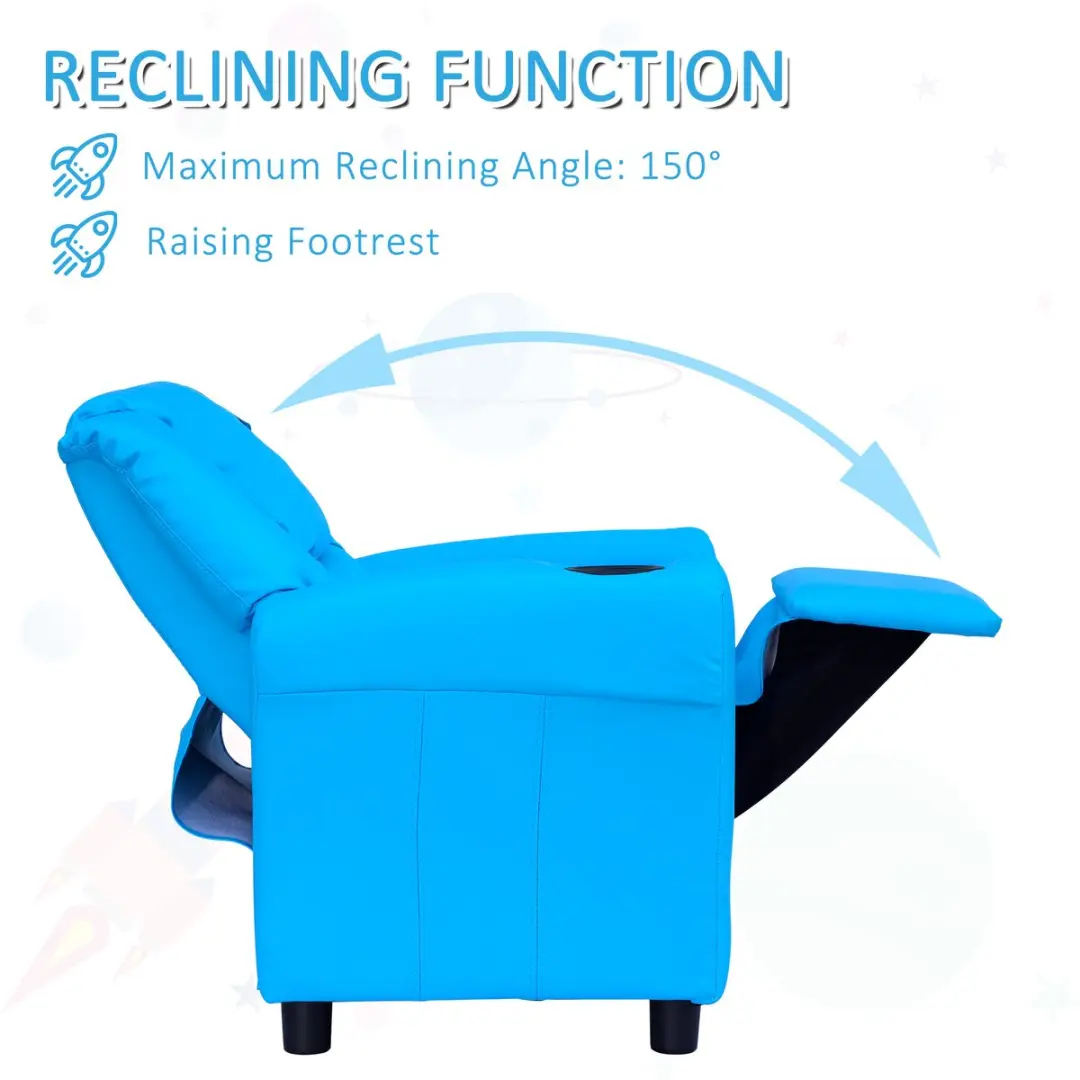 Homcom Kinderfauteuil Blauw - Verstelbare Rugleuning - afbeelding 6 van 6