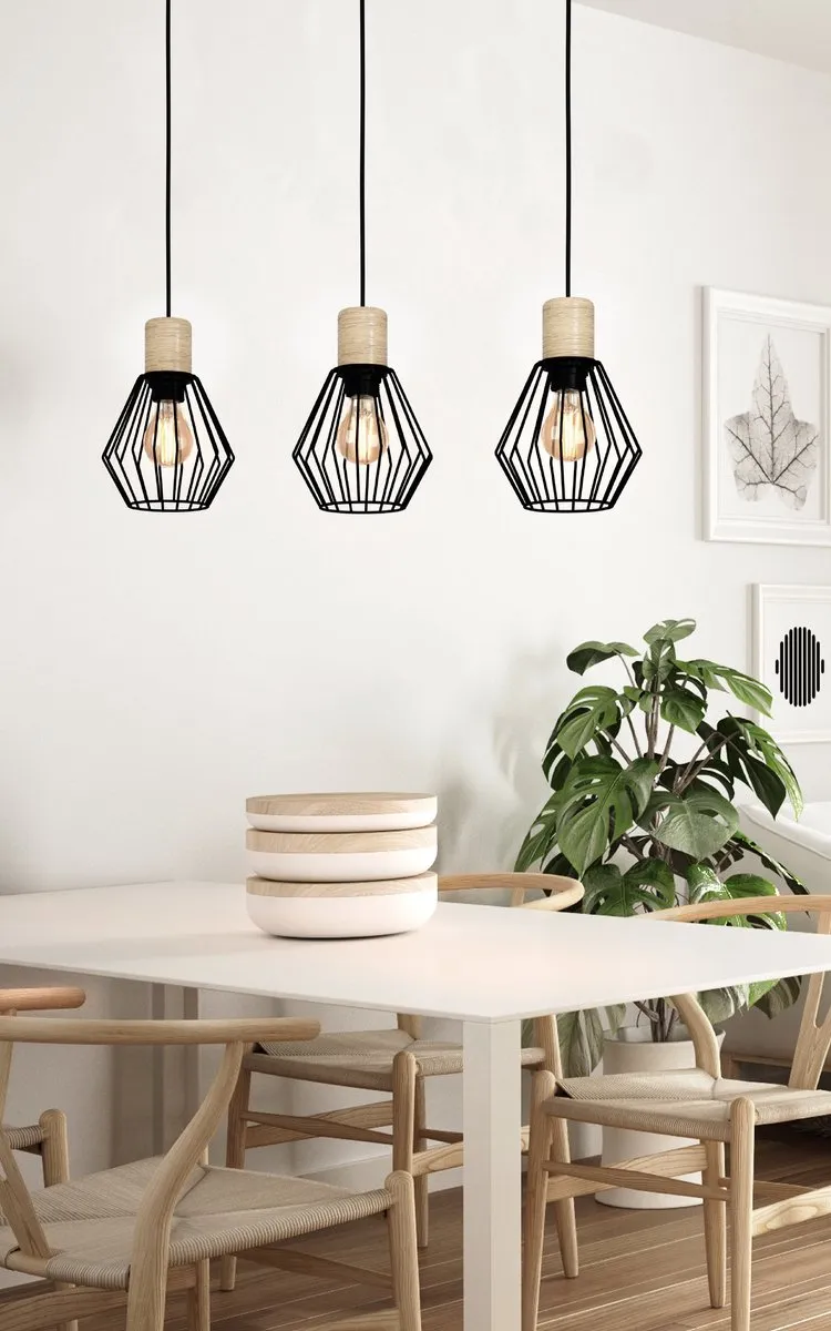 Eglo Palmorla Hanglamp E27 - 76cm - Zwart/Bruin