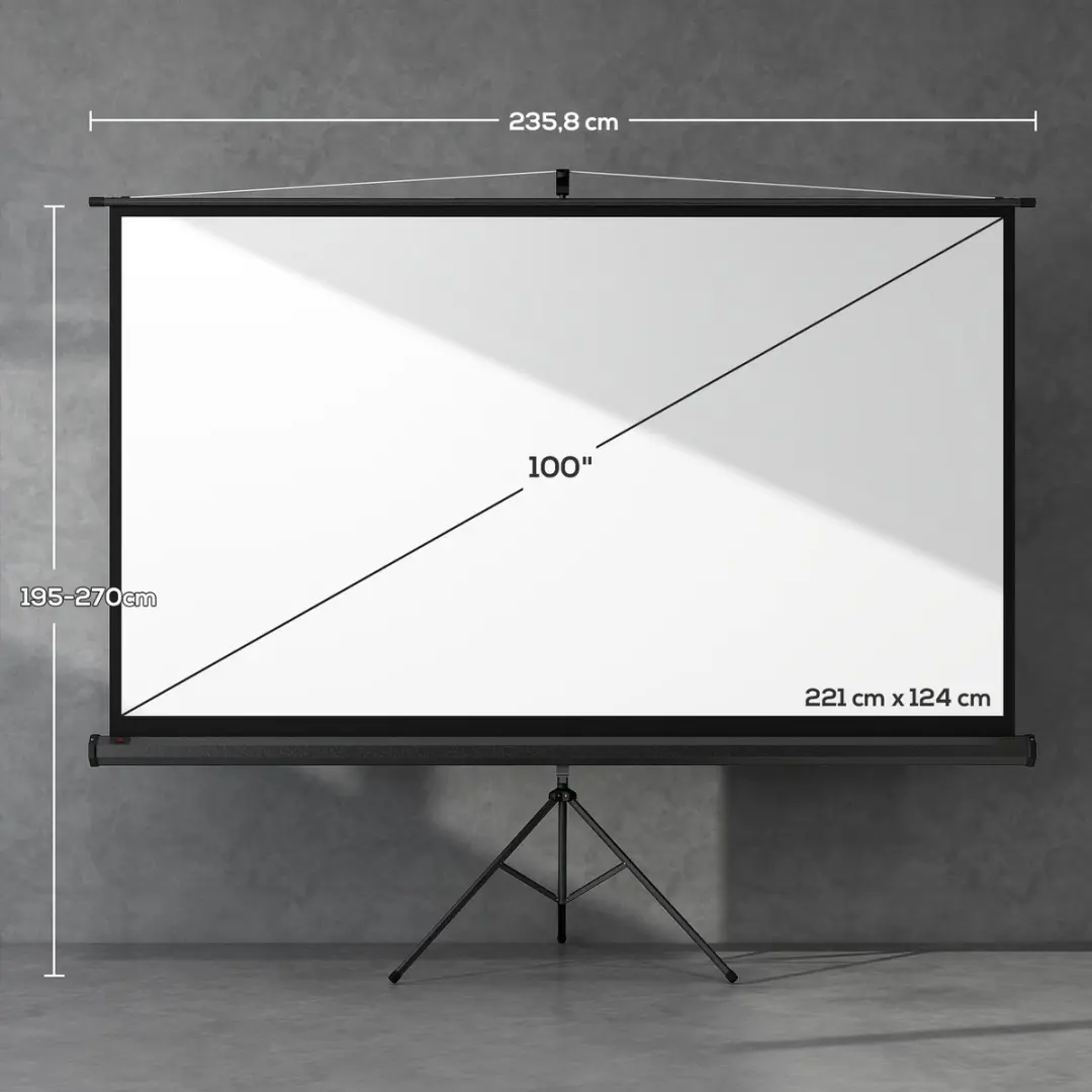 Homcom Projectiescherm Metaal 235,8L x 136H cm - Wit